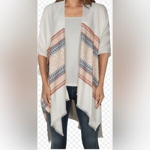 Natural Reflections Cloud Dancer Striped Ruana Women One Size
